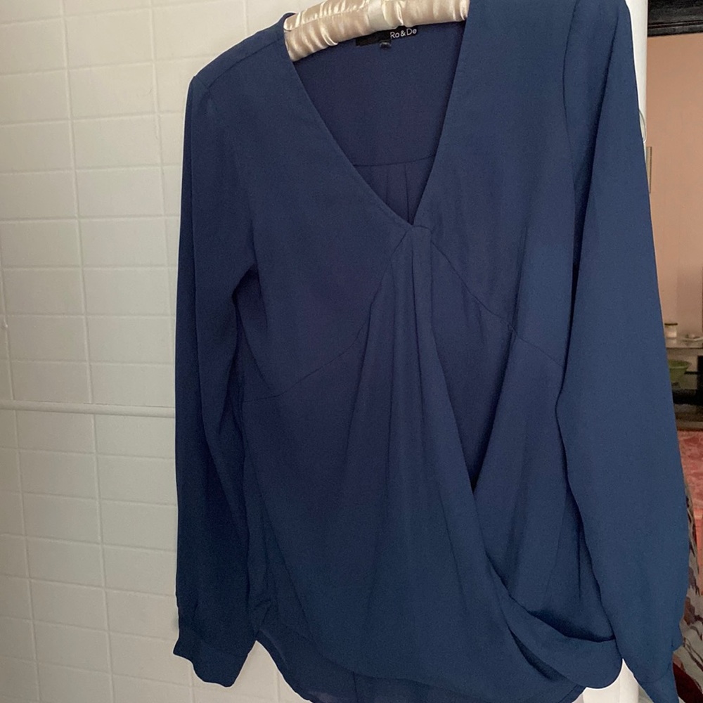 Ro & De Anthropologie flowing long sleeved draped top women XS